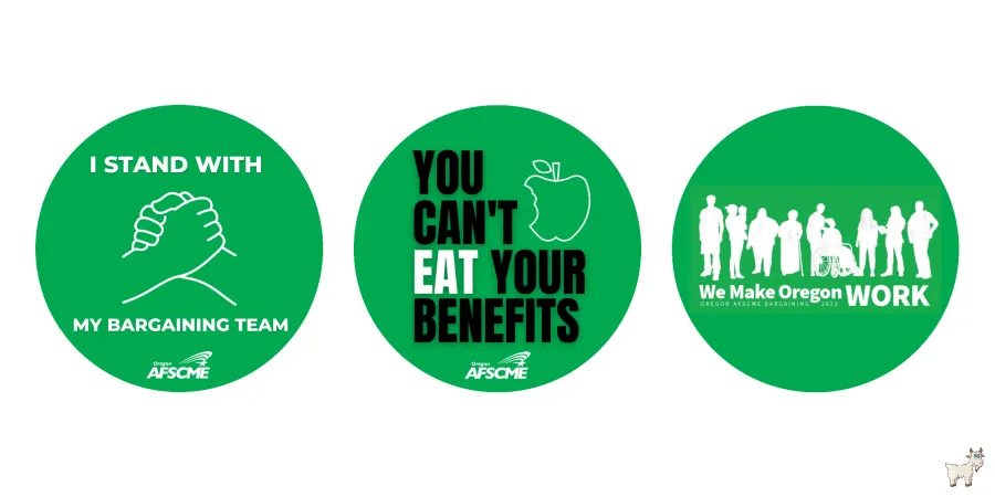Sticker images supporting 2023 bargaining.